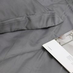 C190713 - Bộ chăn ga gối cotton nhung NIN CLASSIC C190713 màu hồng Xám đậm Charcoal Grey