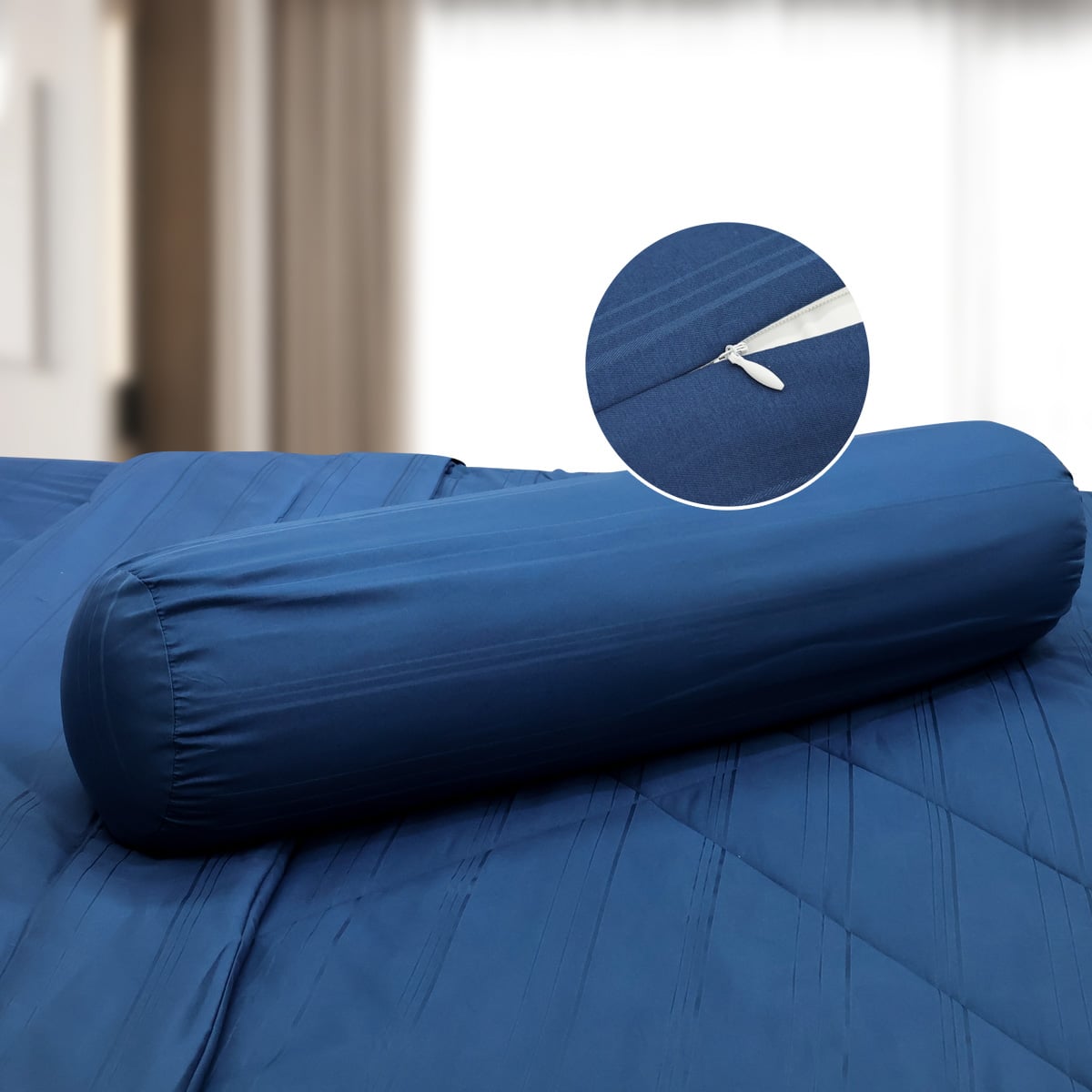 C190712 - Bộ chăn ga gối Microfiber NIN CLASSIC màu xanh Navy