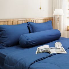 C190712 - Bộ chăn ga gối cotton nhung NIN CLASSIC C190712 màu xanh Navy