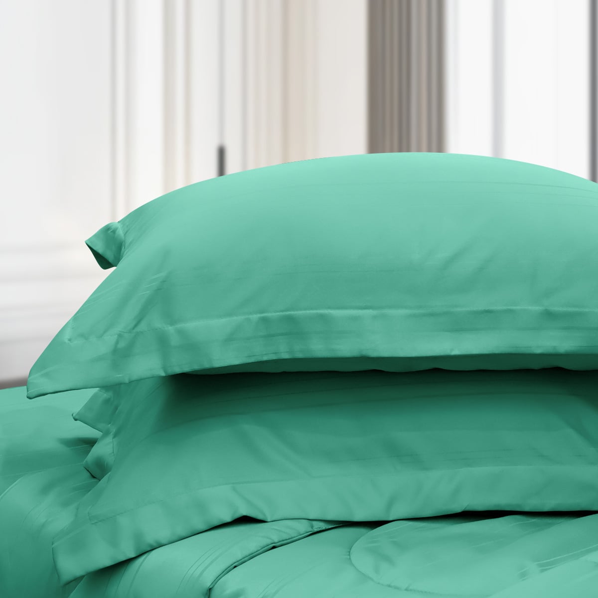 C190714  - Bộ chăn ga gối Microfiber NIN CLASSIC màu xanh Emerald Green