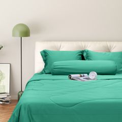 C190714  - Bộ chăn ga gối cotton nhung NIN CLASSIC C190714 màu xanh Emerald Green