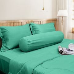 C190714  - Bộ chăn ga gối cotton nhung NIN CLASSIC C190714 màu xanh Emerald Green