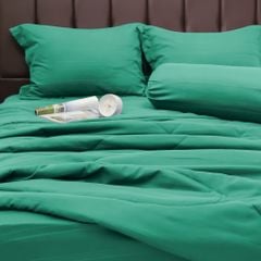 C190714  - Bộ chăn ga gối cotton nhung NIN CLASSIC C190714 màu xanh Emerald Green