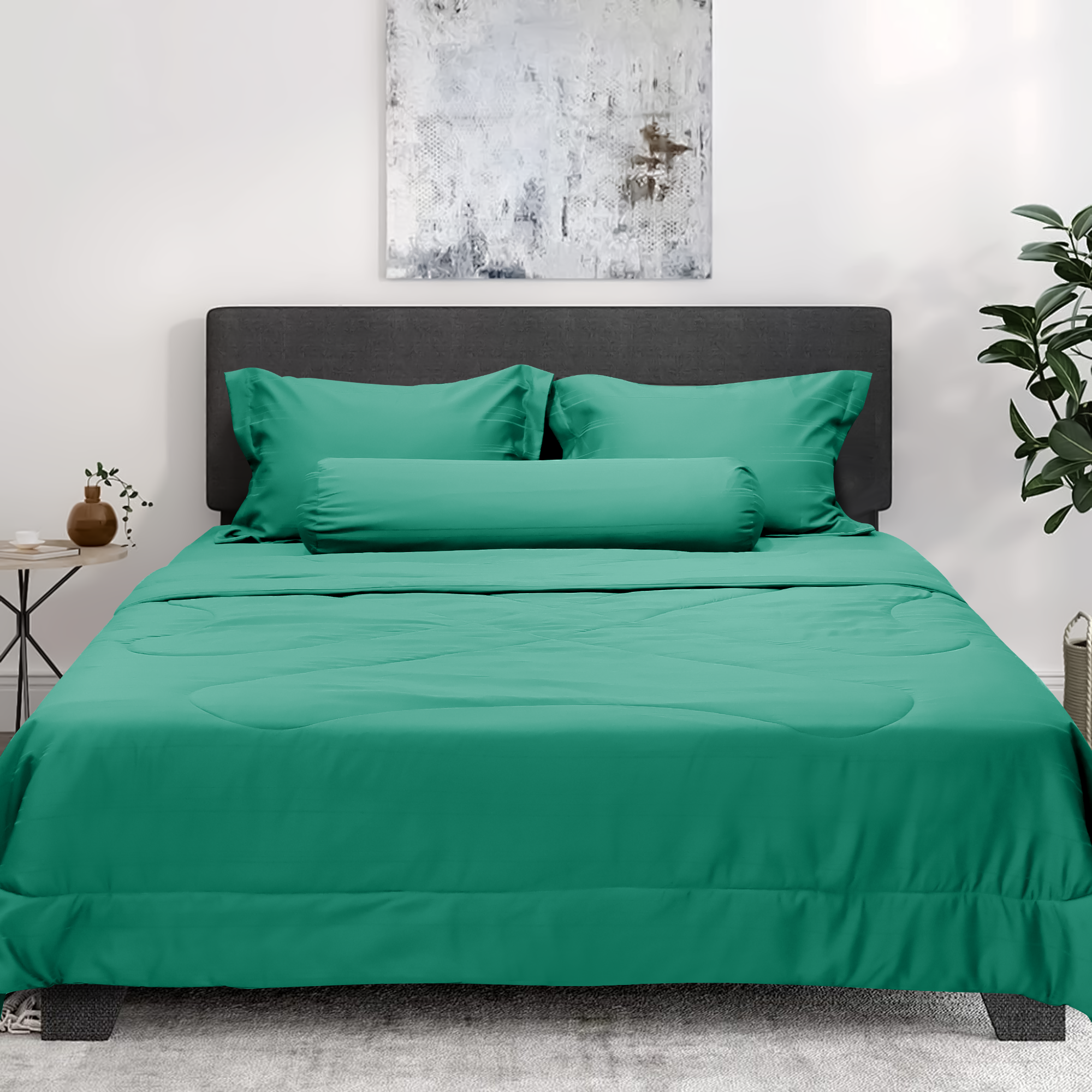 C190714  - Bộ chăn ga gối Microfiber NIN CLASSIC màu xanh Emerald Green