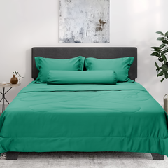 C190714  - Bộ chăn ga gối cotton nhung NIN CLASSIC C190714 màu xanh Emerald Green