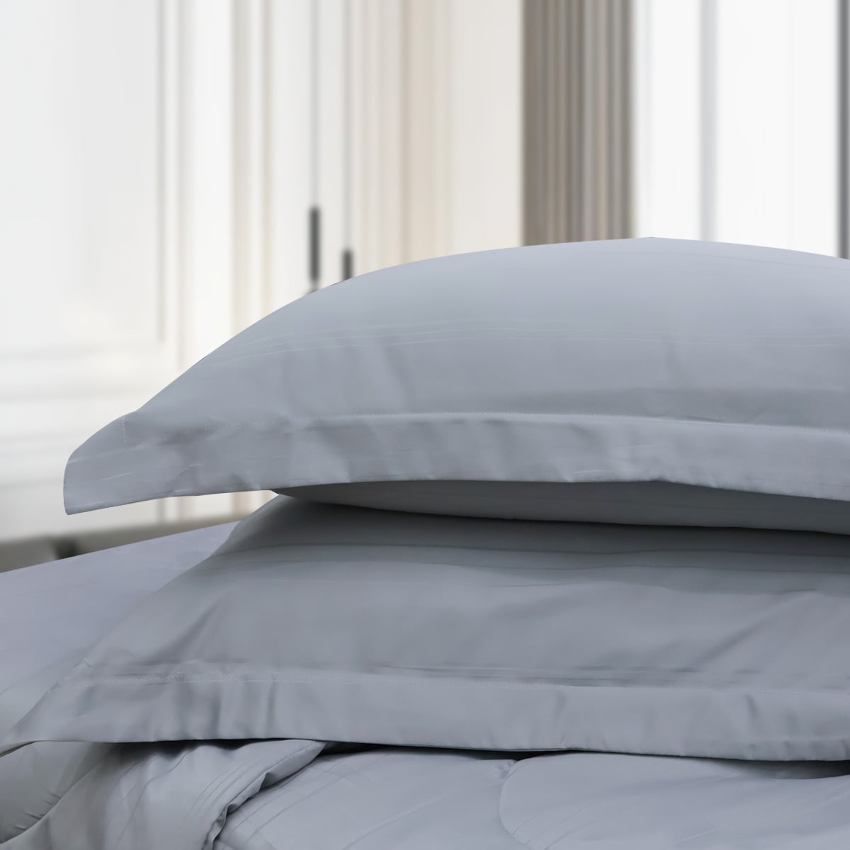 C190709 - Bộ chăn ga gối Microfiber NIN CLASSIC  xám nhạt Cool grey