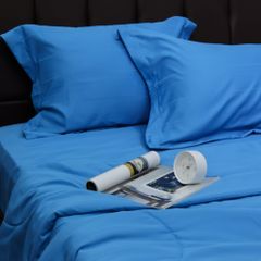 C190715 - Bộ chăn ga gối Microfiber NIN CLASSIC Xanh Cobalt