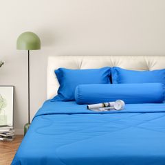 C190715 - Bộ chăn ga gối Microfiber NIN CLASSIC Xanh Cobalt