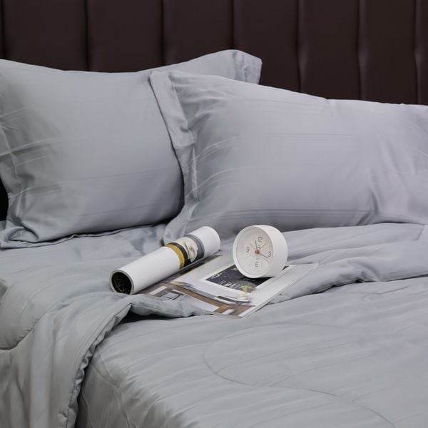 C190709 - Bộ chăn ga gối cotton nhung NIN CLASSIC C190709 xám nhạt Cool grey