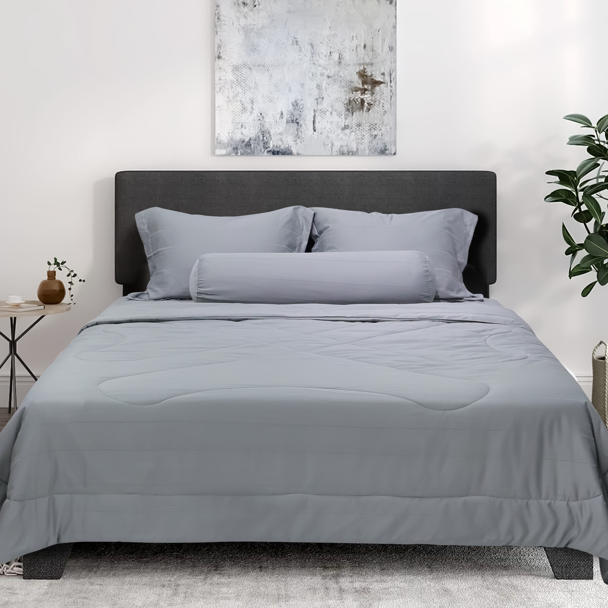 C190709 - Bộ chăn ga gối Microfiber NIN CLASSIC  xám nhạt Cool grey