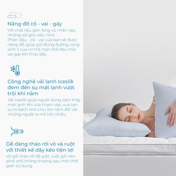 Gối lông vũ nhân tạo mát lạnh Cool Plus NIN House