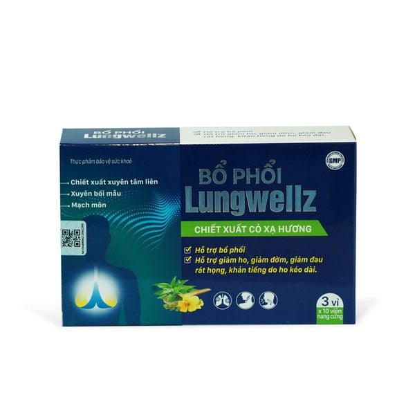  Thực phẩm bảo vệ sức khỏe BỔ PHỔI Lungwellz (hộp 30 viên) 