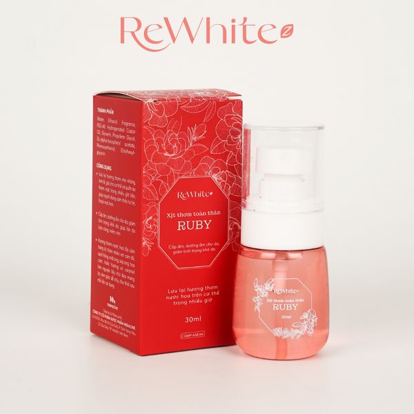  ReWhitez Xịt Thơm Toàn Thân Ruby, Body Mist Hương Nước Hoa Cao Cấp Giúp Làn Da Mềm Mại, Lọ 130ml 