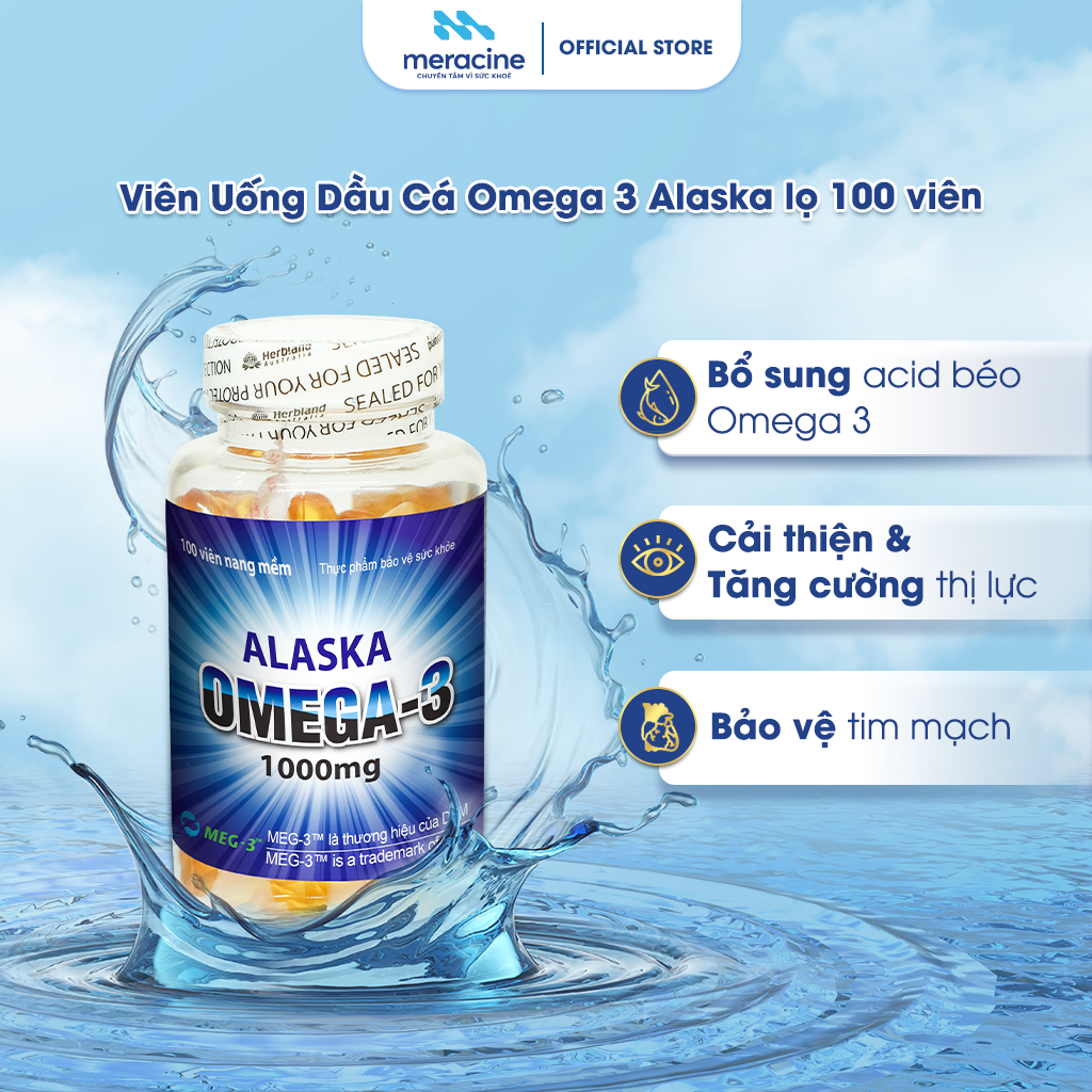 Alaska Omega 3 1000mg (100 viên/Lọ) Meracine Store