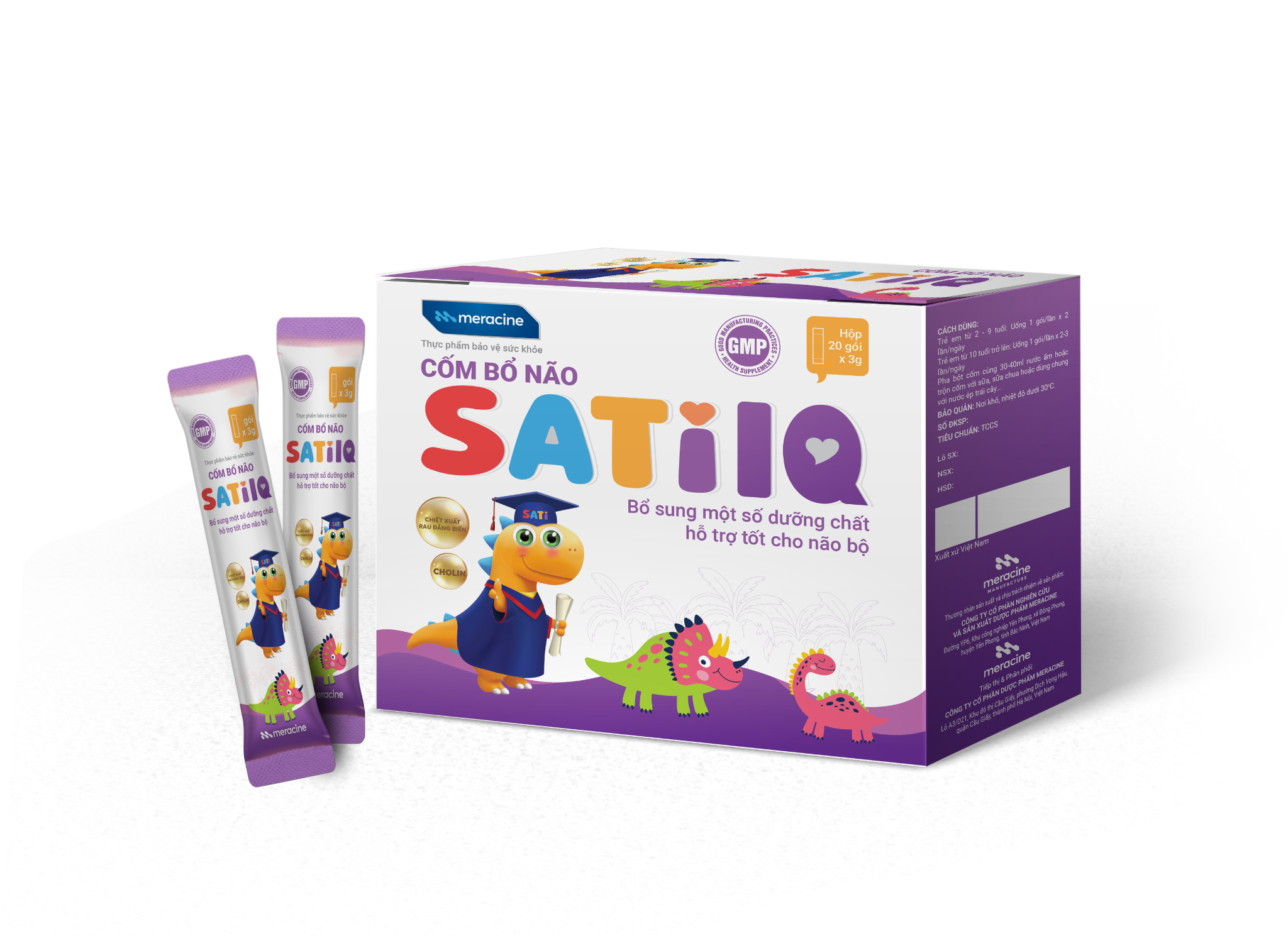 Cốm bổ não SatiIQ cung cấp dưỡng chất cho bé thông minh, lanh lợi - Hộp 20 gói x 3g