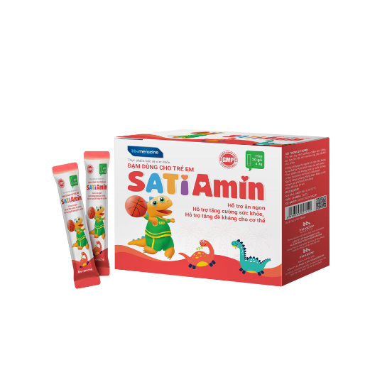  Đạm trẻ em SatiAmin - Đạm sữa thủy phân Pháp hỗ trợ tăng cường sức khoẻ - Hộp 20 gói x 3g 