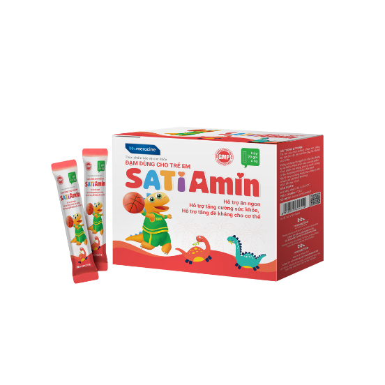 Đạm trẻ em SatiAmin - Đạm sữa thủy phân Pháp hỗ trợ tăng cường sức khoẻ - Hộp 20 gói x 3g