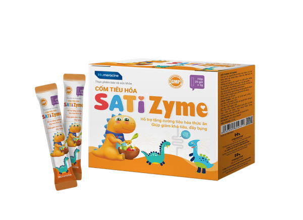  Cốm tiêu hóa SatiZyme hỗ trợ tiêu hoá khoẻ mạnh, tăng cường hấp thu - Hộp 20 gói x 3g 