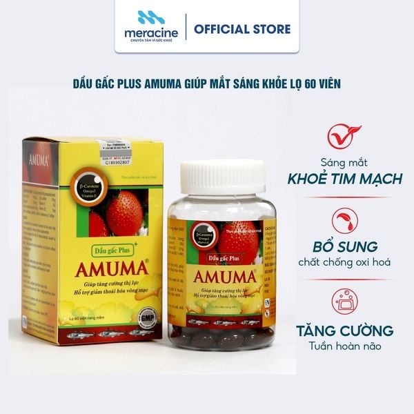  Bộ 2 lọ Thực phẩm bảo vệ sức khỏe Dầu gấc Plus Amuma (Lọ 60 viên) 