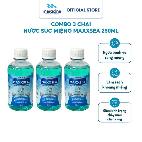  Bộ 3 hộp Nước súc miệng Maxxsea , lọ 250ml 