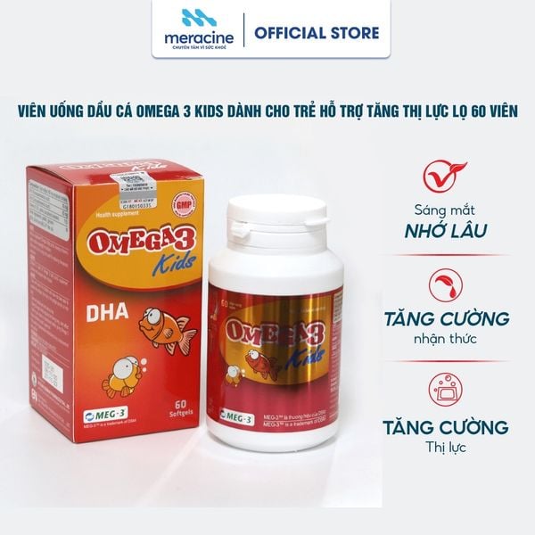  Bộ 2 hộp Thực phẩm bảo vệ sức khỏe Dầu cá Omega 3 Kids (Lọ 60 viên) 