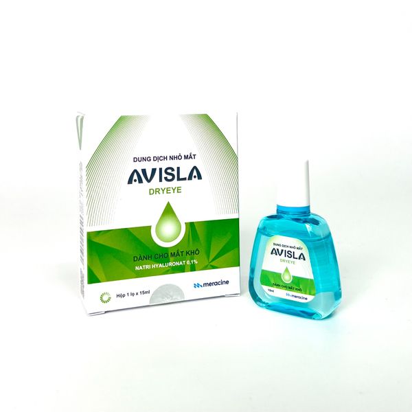 Dung dịch nhỏ mắt Avisla Dryeye – Bổ sung nước mắt nhân tạo, giảm các triệu chứng khô mắt, hỗ trợ thúc đẩy sự liền sẹo biểu mô giác mạc, hộp 1 lọ 15ml 