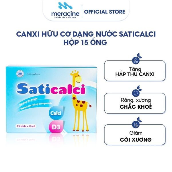  Bộ 2 hộp Thực phẩm bảo vệ sức khoẻ SatiCalci - Hộp 15 ống 10ml 