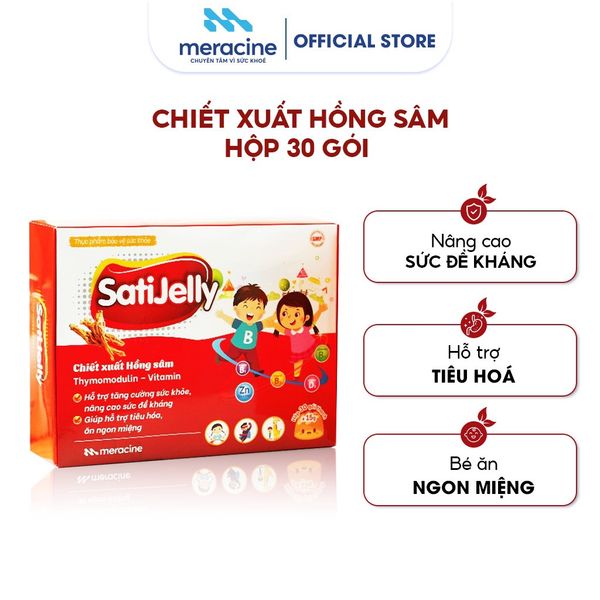  Thạch hồng sâm SatiJelly tăng cường sức khỏe Hộp 30 gói 