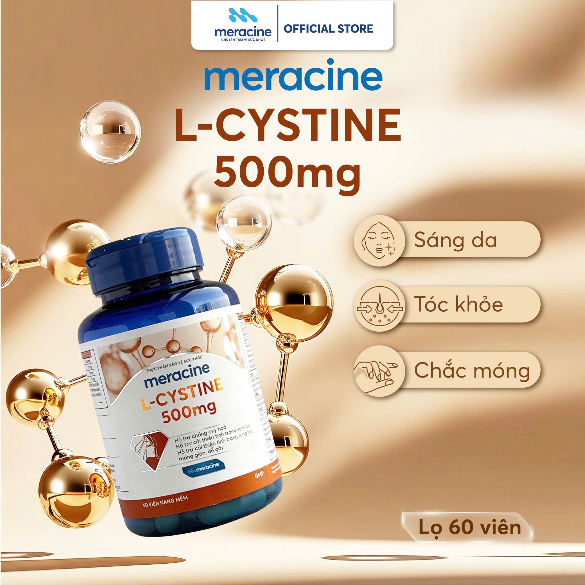 Viên uống Meracine L-Cystine 500mg giúp sáng da, hỗ trợ giảm nám, giảm –  Meracine Store