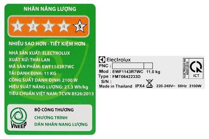 Máy giặt Electrolux UltimateCare 700 Inverter 11 kg EWF1143R7WC