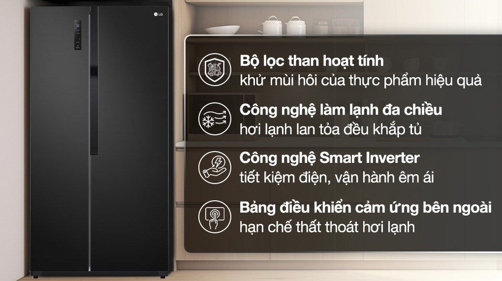 Tủ lạnh LG Inverter 519 lít Side By Side GR-B256BL