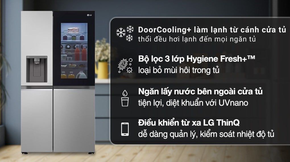 Tủ lạnh LG Inverter 635 lít Side By Side InstaView GR-G257SV