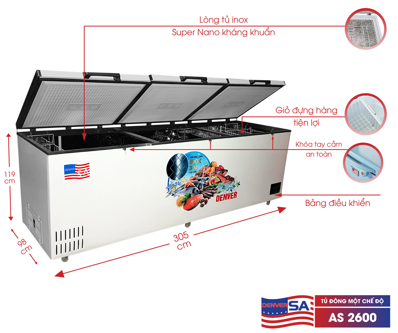 Tủ đông Denver AS 2600
