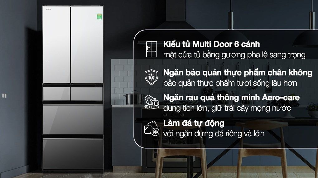 Tủ lạnh Hitachi Inverter 540 lít Multi Door R-HW540RV(X)