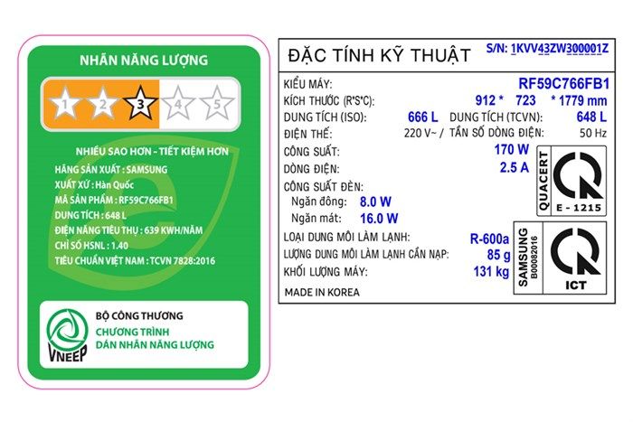 Tủ lạnh Samsung Inverter 648 lít Multi Door RF59C766FB1/SV