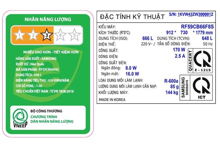 Tủ lạnh Samsung Inverter 648 lít Multi Door Bespoke RF59CB66F8S/SV