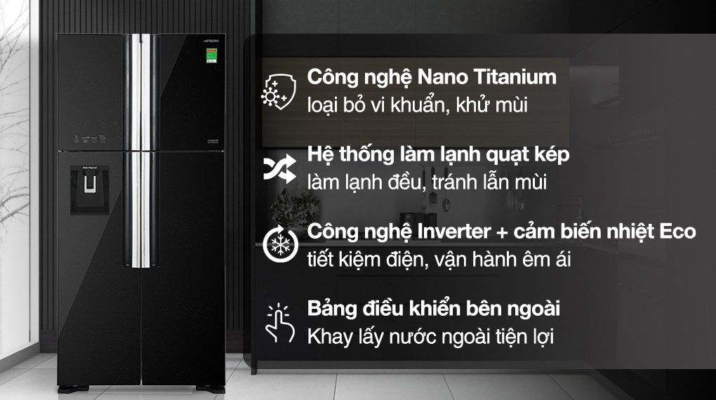 Tủ lạnh Hitachi Inverter 540 lít Multi Door R-FW690PGV7 GBK