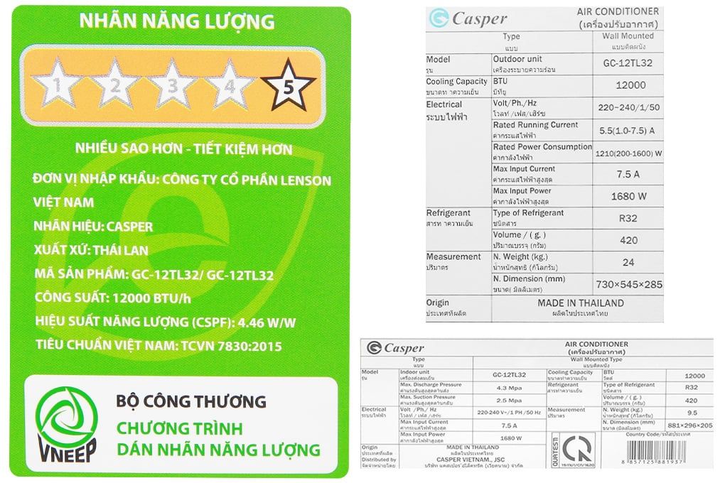 Máy lạnh Casper Inverter 1.5 HP GC-12TL32