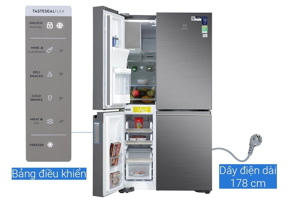Tủ lạnh Electrolux Inverter 4 cửa 609L EQE6879A-B
