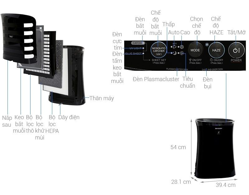 Máy lọc không khí bắt muỗi Sharp FP-GM50E-B