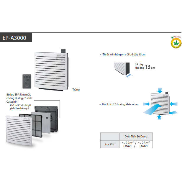 Máy lọc không khí Hitachi EP-A3000 (WH)