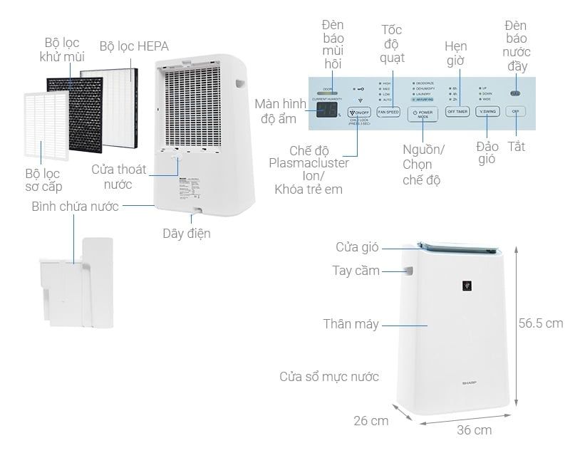 Máy lọc không khí Sharp DW-E16FA-W