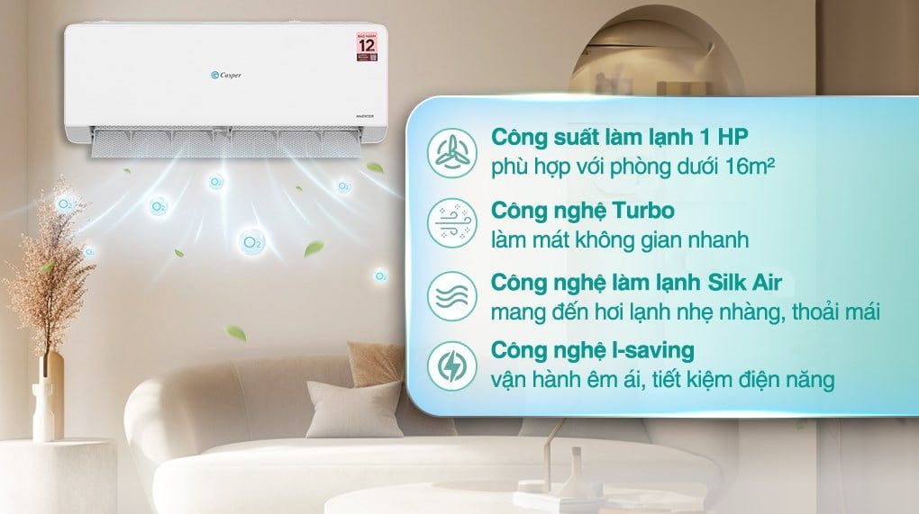 Điều hòa Casper 9000 1 chiều inverter QC-09IU36A