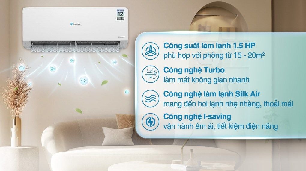 Điều hòa Casper 1 chiều inverter 12000BTU QC-12IS36