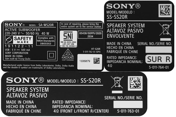 Bộ loa thanh Sony 5.1 HT-S20R