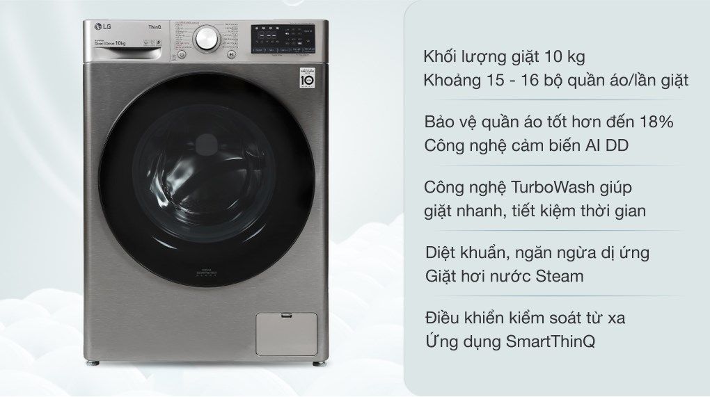 Máy giặt sấy LG AI DD Inverter giặt 10 kg - sấy 6 kg FV1410D4P