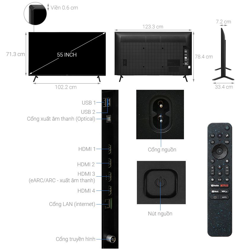 Google Tivi Sony 4K 55 inch K-55S30