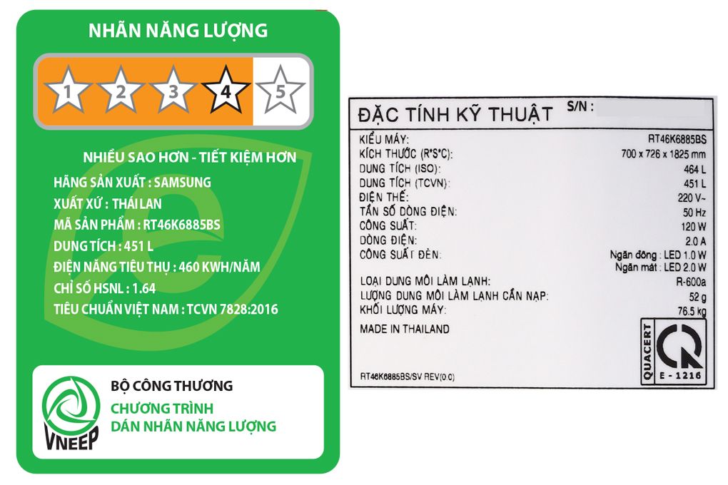 Tủ lạnh Samsung Inverter 451 lít RT46K6885BS/SV