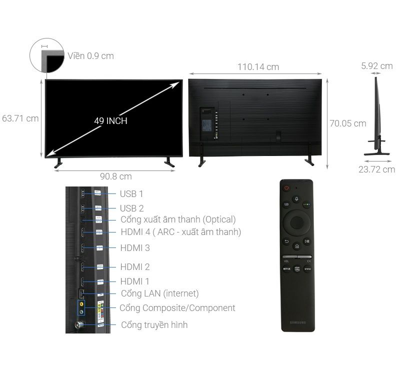 Smart Tivi Samsung 4K 49 inch UA49RU8000KXXV