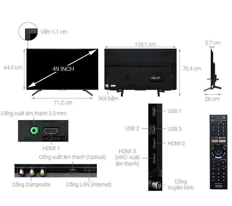 Tivi Sony 4K 49 inch KD-49X7000G